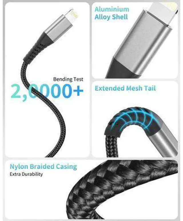Alt view image 6 of 7 - 6 Inch USB C to Lightning Cable 0.5ft Short iPhone Charger Fast Charging Cord 3pack Nylon Braided Type C Lightning Cable for iPhone 14 13 12 11 Pro Max Xs X Xr 8/Airpods and Charging Station