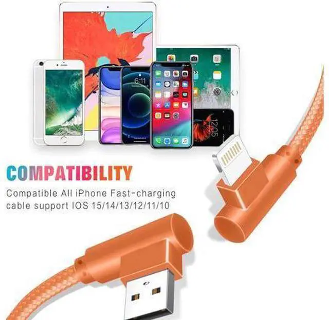 Alt view image 4 of 7 - iPhone Charger 3 Pack 10FT 90 Degree Charging Cable MFi Certified USB Lightning Cable Nylon Braided Fast Charging Cord Compatible for iPhone 14/13/12/11/X/Max/8/7/6/6S/5/5S/SE/Plus/iPad (10FT)