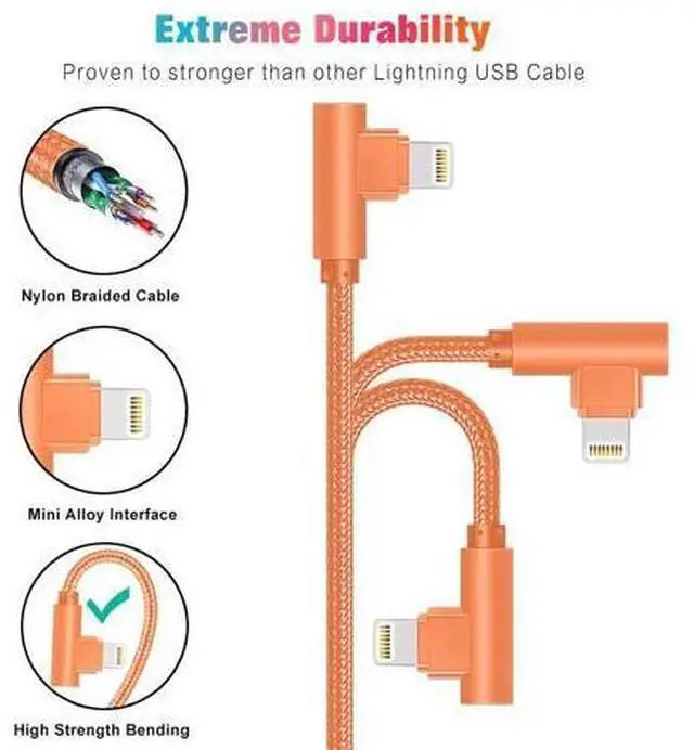 Alt view image 5 of 7 - iPhone Charger 3 Pack 10FT 90 Degree Charging Cable MFi Certified USB Lightning Cable Nylon Braided Fast Charging Cord Compatible for iPhone 14/13/12/11/X/Max/8/7/6/6S/5/5S/SE/Plus/iPad (10FT)