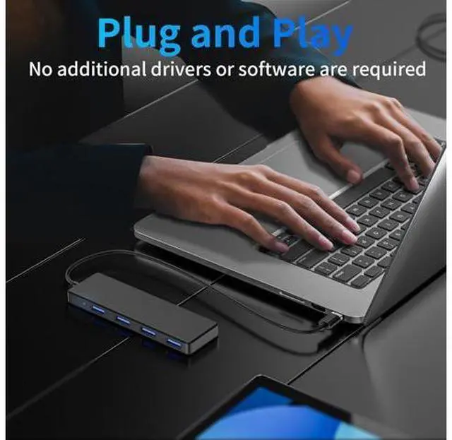 Alt view image 4 of 7 - USB 3.0 Hub 4 Ports USB A Splitter Ultra Slim Mini USB Expander Multiple USB Hub for Laptop PC Xbox Flash Drive HDD Console Printer Camera Keyborad Mouse and More