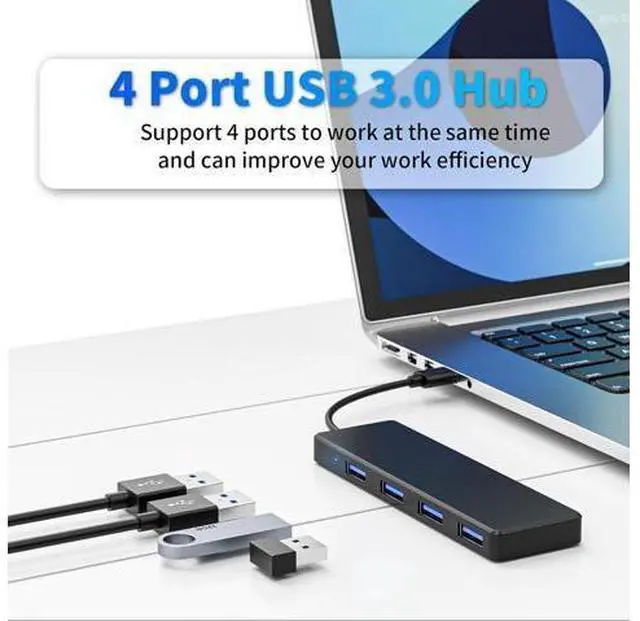 Alt view image 2 of 7 - USB 3.0 Hub 4 Ports USB A Splitter Ultra Slim Mini USB Expander Multiple USB Hub for Laptop PC Xbox Flash Drive HDD Console Printer Camera Keyborad Mouse and More