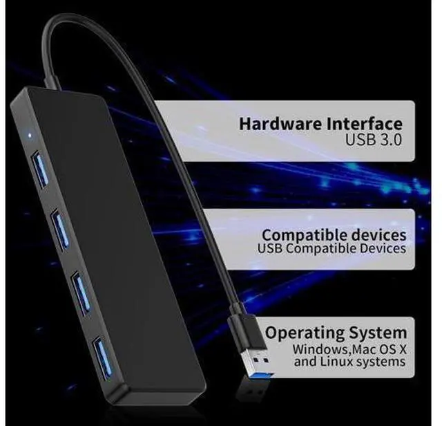 Alt view image 7 of 7 - USB 3.0 Hub 4 Ports USB A Splitter Ultra Slim Mini USB Expander Multiple USB Hub for Laptop PC Xbox Flash Drive HDD Console Printer Camera Keyborad Mouse and More