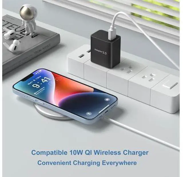 Alt view image 4 of 7 - USB Charger Block, OKRAY 2-Pack 18W QC Fast Charging Plug Adapter 2.0/3.0 Quick Charge Power Wall Charger Brick Compatible for iPhone 15 14 13 12 11 XR, Samsung Galaxy S23 S22 Note20, Wireless Charger
