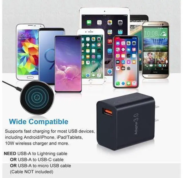 Alt view image 7 of 7 - USB Charger Block, OKRAY 2-Pack 18W QC Fast Charging Plug Adapter 2.0/3.0 Quick Charge Power Wall Charger Brick Compatible for iPhone 15 14 13 12 11 XR, Samsung Galaxy S23 S22 Note20, Wireless Charger