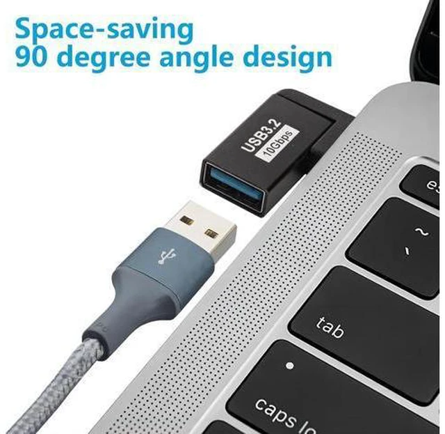 Alt view image 4 of 7 - USB 3.0 90 Degree Left Right Angle USB-A Male to Female Adapter Extender Connector USB Extension Adapter 2 Pcs for Laptops Wall Chargers Power Banks