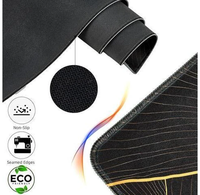 Alt view image 2 of 6 - Large Gaming Mouse Pad for Desk Desk Mat with Seamed Edges Waterproof Desk Pad Non-Slip Rubber Base 31.5x11.8 Inch Keyboard Pad Computer Mat Big XL Black Mousepad