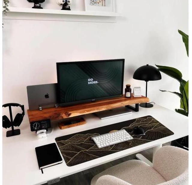 Alt view image 6 of 6 - Large Gaming Mouse Pad for Desk Desk Mat with Seamed Edges Waterproof Desk Pad Non-Slip Rubber Base 31.5x11.8 Inch Keyboard Pad Computer Mat Big XL Black Mousepad