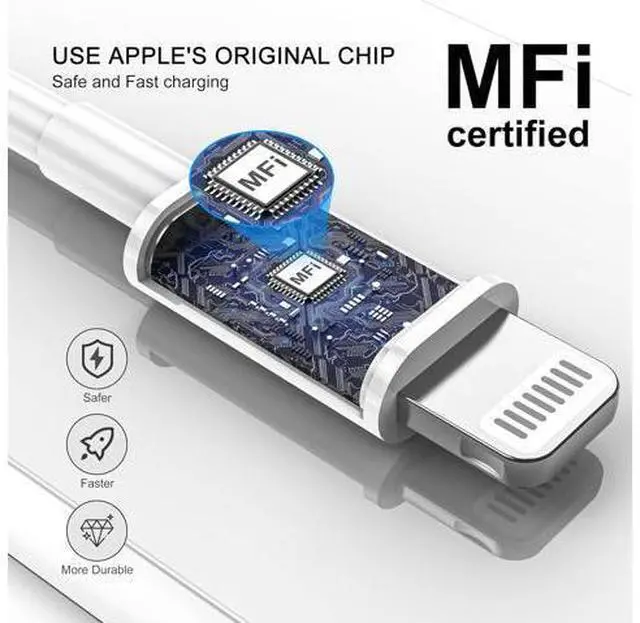 Alt view image 3 of 7 - Car iPhone Carplay Cable Car Charger Cord USB A to Lightning Cable Fast Charging & Data Transfer for iPhone 14/13/12/11 Pro Max XR XS X 8 7 6 Plus SE Tangle-Free 3ft White