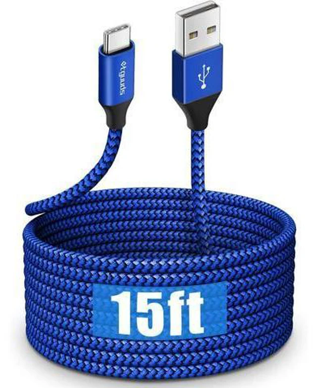 Main image of etguuds USB C Cable 15ft, Extra Long USB Type C Cable Fast Charge USB-A 2.0 to USB-C Charger Cable, Premium Nylon Braided Charging Cord - Blue