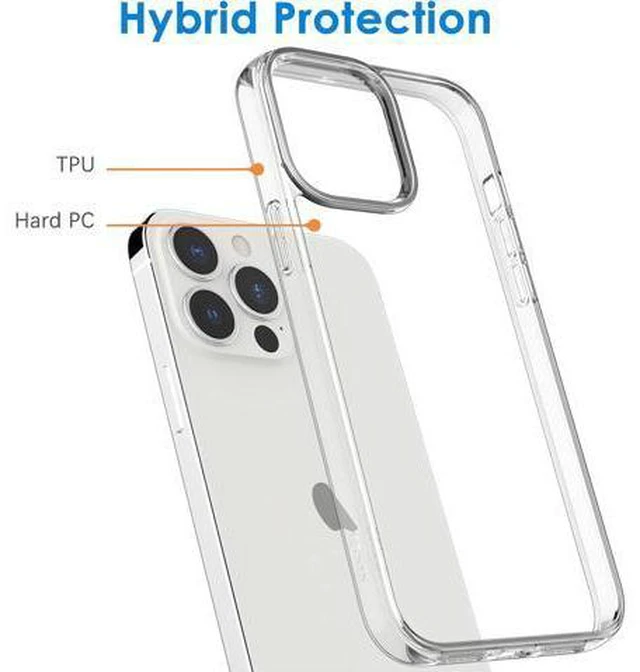 Alt view image 3 of 6 - Case for iPhone 13 Pro 6.1-Inch Non-Yellowing Shockproof Phone Bumper Cover Anti-Scratch Clear Back (Clear)