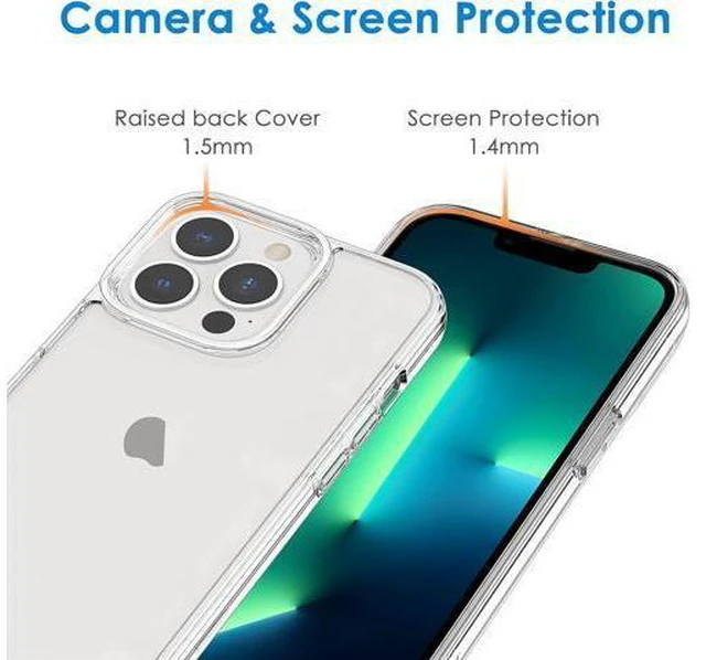 Alt view image 5 of 6 - Case for iPhone 13 Pro 6.1-Inch Non-Yellowing Shockproof Phone Bumper Cover Anti-Scratch Clear Back (Clear)