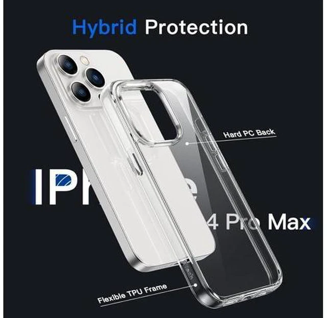 Alt view image 3 of 6 - Case for iPhone 14 Pro Max 6.7-Inch Non-Yellowing Shockproof Phone Bumper Cover Anti-Scratch Clear Back (Clear)