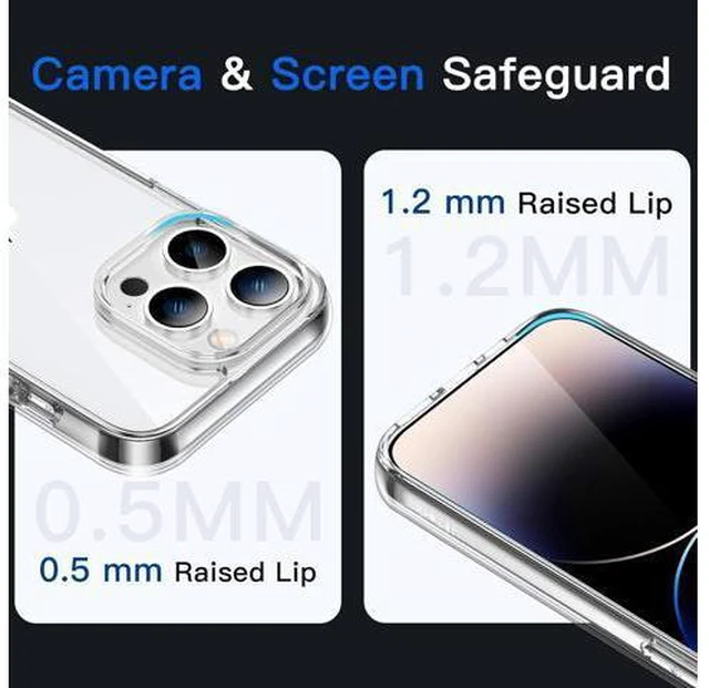 Alt view image 5 of 6 - Case for iPhone 14 Pro Max 6.7-Inch Non-Yellowing Shockproof Phone Bumper Cover Anti-Scratch Clear Back (Clear)