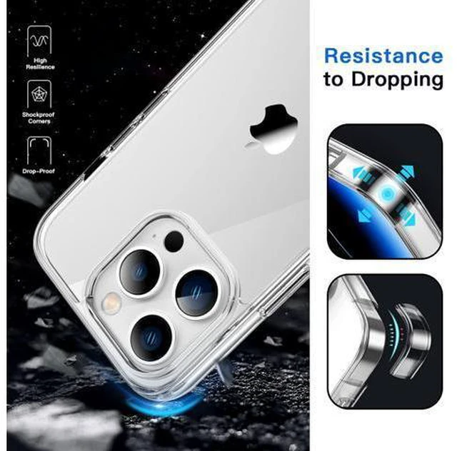 Alt view image 6 of 6 - Case for iPhone 14 Pro Max 6.7-Inch Non-Yellowing Shockproof Phone Bumper Cover Anti-Scratch Clear Back (Clear)