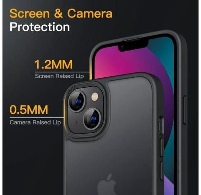 Alt view image 5 of 6 - Matte Case for iPhone 13 6.1-Inch Shockproof Military Grade Drop Protection Frosted Translucent Back Phone Cover Anti-Fingerprint (Black)