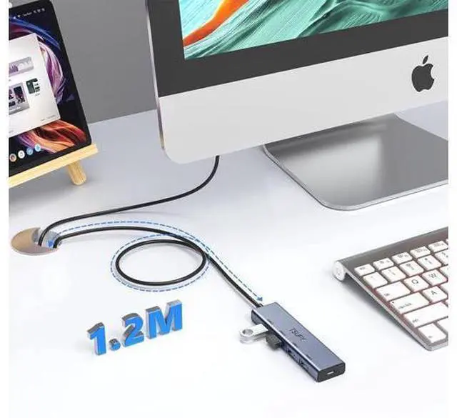Alt view image 4 of 7 - USB 3.0 HUB USB Splitter with 5 USB Ports and 4ft Extended Cable Ultra-Slim Aluminium Data Hub Multi USB 3.0 Adapter HUB Compatible for Laptop MacBook PC Printer Mobile HDD and More