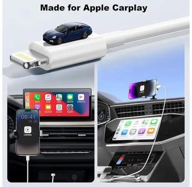 Alt view image 2 of 7 - Car Carplay Cable 2Pack USB A to Lightning Cable iPhone Charger Cord Compatible iPhone 14 13 12 11 Pro Max XR XS X 8 7 6 Plus SE iPad Charger Car Charging Cord (3FT)