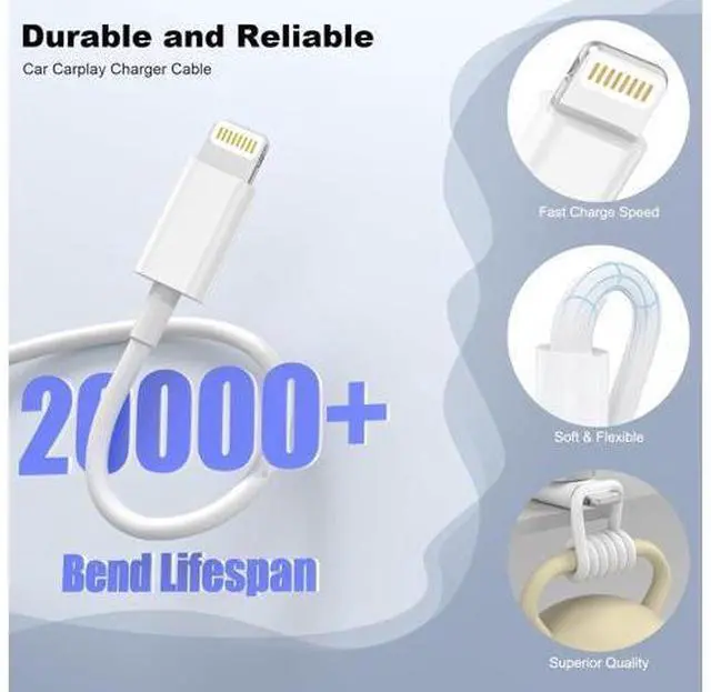 Alt view image 4 of 7 - Car Carplay Cable 2Pack USB A to Lightning Cable iPhone Charger Cord Compatible iPhone 14 13 12 11 Pro Max XR XS X 8 7 6 Plus SE iPad Charger Car Charging Cord (3FT)