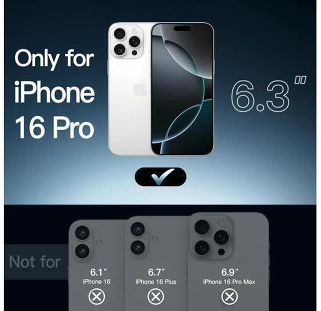 Alt view image 2 of 6 - Case for iPhone 16 Pro 6.3-Inch Non-Yellowing Shockproof Phone Bumper Cover Anti-Scratch Clear Back (Clear)