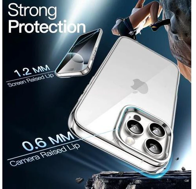 Alt view image 4 of 6 - Case for iPhone 16 Pro 6.3-Inch Non-Yellowing Shockproof Phone Bumper Cover Anti-Scratch Clear Back (Clear)