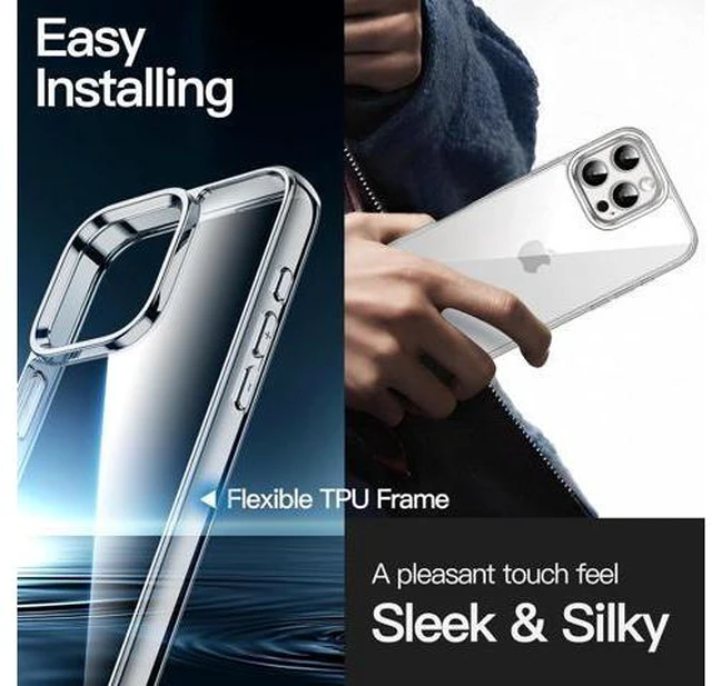 Alt view image 6 of 6 - Case for iPhone 16 Pro 6.3-Inch Non-Yellowing Shockproof Phone Bumper Cover Anti-Scratch Clear Back (Clear)