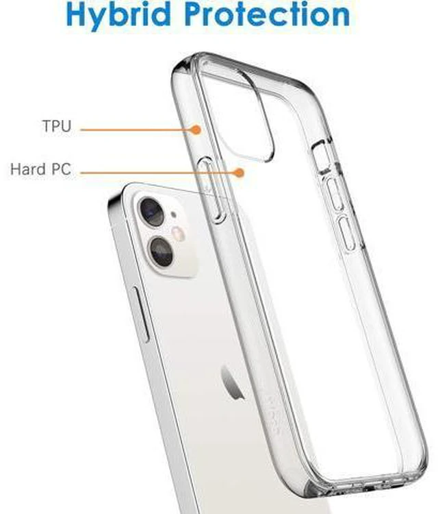 Alt view image 3 of 6 - Case for iPhone 12/12 Pro 6.1-Inch Non-Yellowing Shockproof Phone Bumper Cover Anti-Scratch Clear Back (HD Clear)