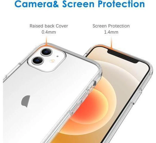 Alt view image 5 of 6 - Case for iPhone 12/12 Pro 6.1-Inch Non-Yellowing Shockproof Phone Bumper Cover Anti-Scratch Clear Back (HD Clear)