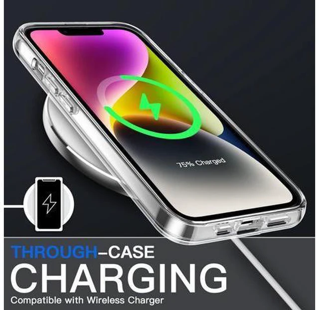 Alt view image 4 of 6 - Case for iPhone 14 6.1-Inch Non-Yellowing Shockproof Phone Bumper Cover Anti-Scratch Clear Back (Clear)