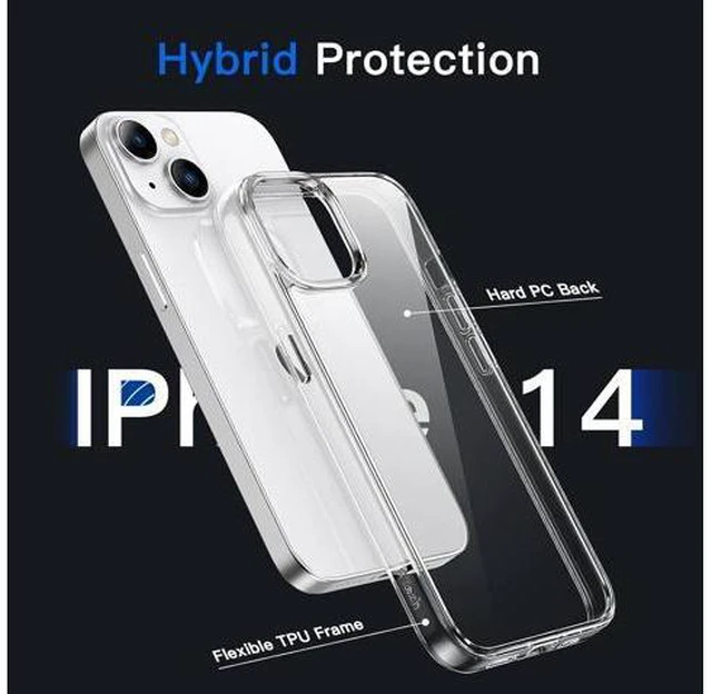 Alt view image 3 of 6 - Case for iPhone 14 6.1-Inch Non-Yellowing Shockproof Phone Bumper Cover Anti-Scratch Clear Back (Clear)