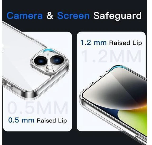 Alt view image 5 of 6 - Case for iPhone 14 6.1-Inch Non-Yellowing Shockproof Phone Bumper Cover Anti-Scratch Clear Back (Clear)