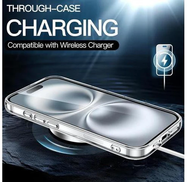 Alt view image 5 of 6 - Case for iPhone 16 6.1-Inch Non-Yellowing Shockproof Phone Bumper Cover Anti-Scratch Clear Back (Clear)