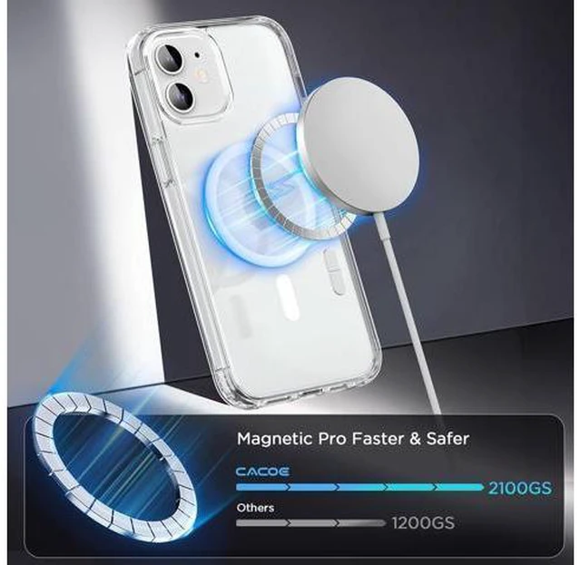 Alt view image 3 of 7 - Magnetic Case for iPhone 12 & iPhone 12 Pro 6.1 inch-Compatible with MagSafe & Magnetic Car Phone Mount Not Yellowing Anti-Scratch (Clear)