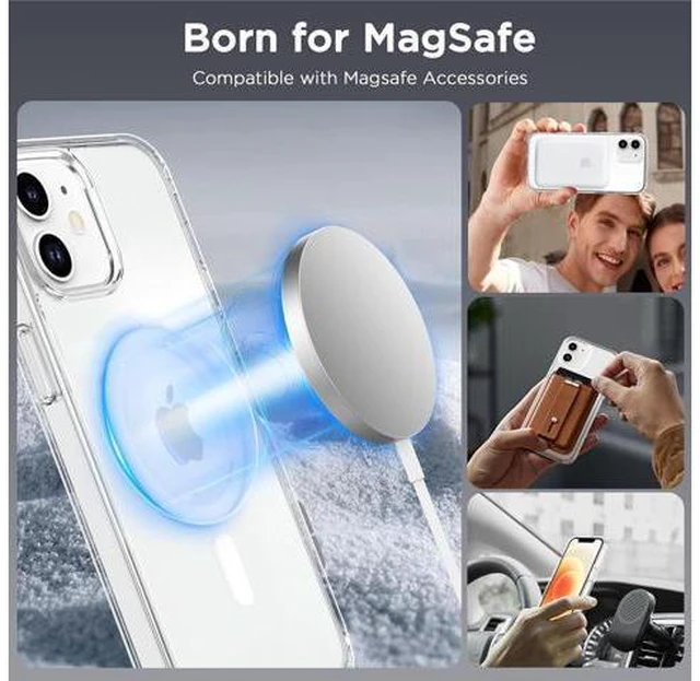 Alt view image 4 of 7 - Magnetic Case for iPhone 12 & iPhone 12 Pro 6.1 inch-Compatible with MagSafe & Magnetic Car Phone Mount Not Yellowing Anti-Scratch (Clear)