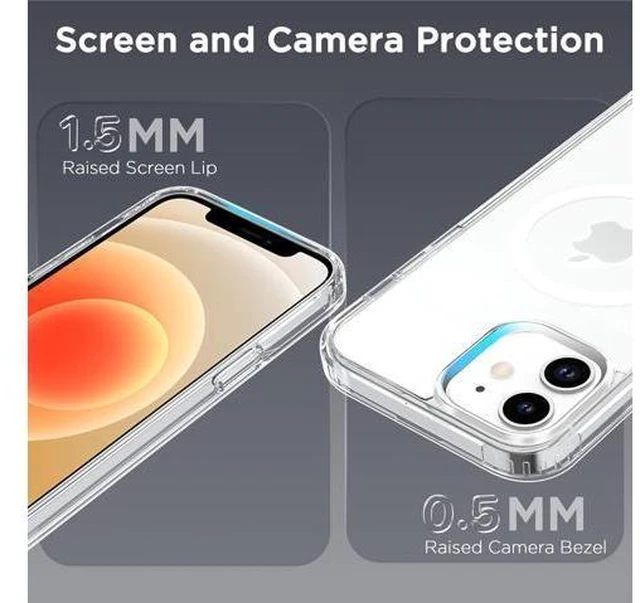 Alt view image 6 of 7 - Magnetic Case for iPhone 12 & iPhone 12 Pro 6.1 inch-Compatible with MagSafe & Magnetic Car Phone Mount Not Yellowing Anti-Scratch (Clear)