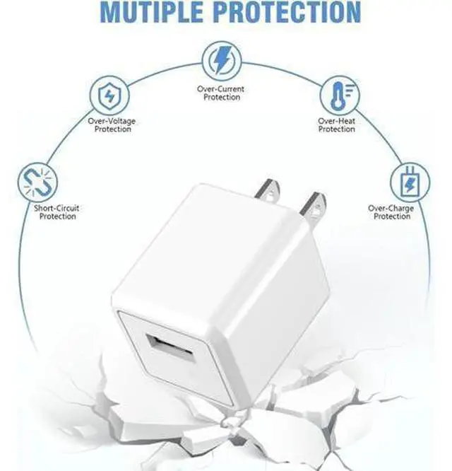 Alt view image 5 of 7 - iPhone Charger 2Pack 6FT USB Wall Charger Quick Charging USB iPhone Charger Cube Travel Plug Block with 6Foot Fast Charging Lightning Cable Cord for iPhone 14 13 12 11 Pro Max XS XR X 8 7 SE2022 iPad