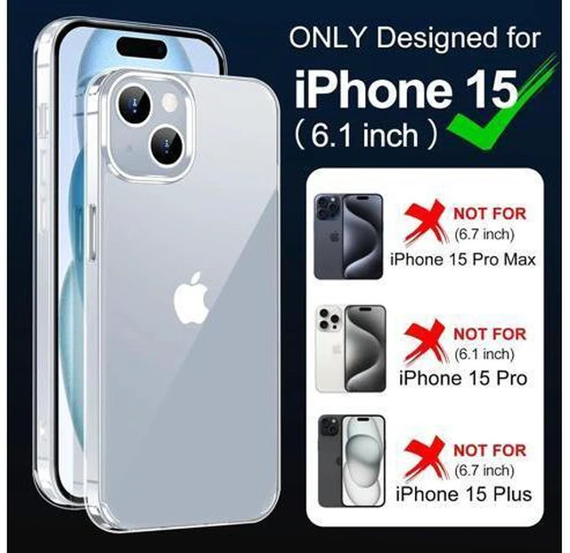 Alt view image 2 of 7 - Redpepper for iPhone 15 Case 6.1-Inch Non-Yellowing Shockproof Phone Bumper Cover Anti-Scratch Clear