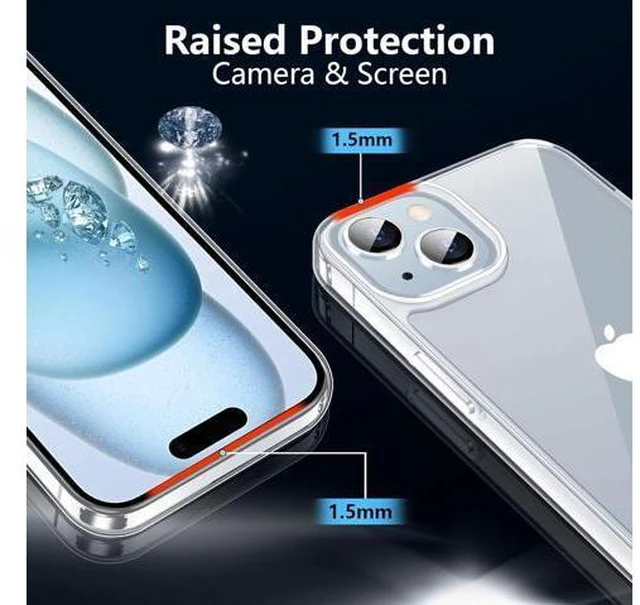 Alt view image 3 of 7 - Redpepper for iPhone 15 Case 6.1-Inch Non-Yellowing Shockproof Phone Bumper Cover Anti-Scratch Clear