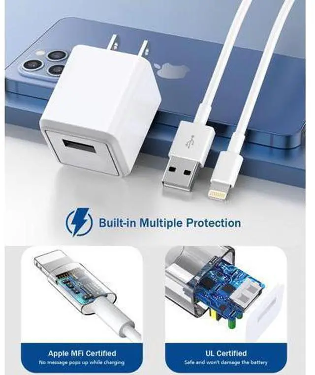 Alt view image 2 of 7 - iPhone Charger Long 6FT iPhone Charger 2Pack iPhone Cord 6feet USB to Lightning Cable Quick Fast Charging Data Sync Cord USB Wall Charger Block Adapter for iPhone 14/13/12/11/XS/XR/X/8/7/5/SE2022/iPad