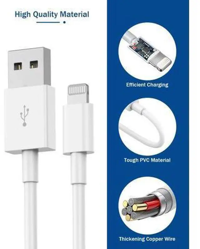 Alt view image 5 of 7 - iPhone Charger Long 6FT iPhone Charger 2Pack iPhone Cord 6feet USB to Lightning Cable Quick Fast Charging Data Sync Cord USB Wall Charger Block Adapter for iPhone 14/13/12/11/XS/XR/X/8/7/5/SE2022/iPad