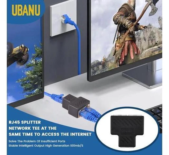Alt view image 7 of 7 - 2 Pcs RJ45 Splitter Adapter Ethernet Splitter 1 to 2 LAN Splitter Adapter for Cat5 Cat5e Cat6 Cat7 Cable (2 Devices Simultaneously Networking)