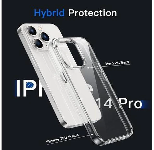 Alt view image 3 of 6 - Case for iPhone 14 Pro 6.1-Inch Non-Yellowing Shockproof Phone Bumper Cover Anti-Scratch Clear Back (Clear)