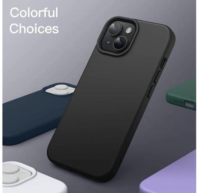 Alt view image 6 of 6 - Silicone Case for iPhone 13 6.1-Inch Silky-Soft Touch Full-Body Protective Phone Case Shockproof Cover with Microfiber Lining (Black)
