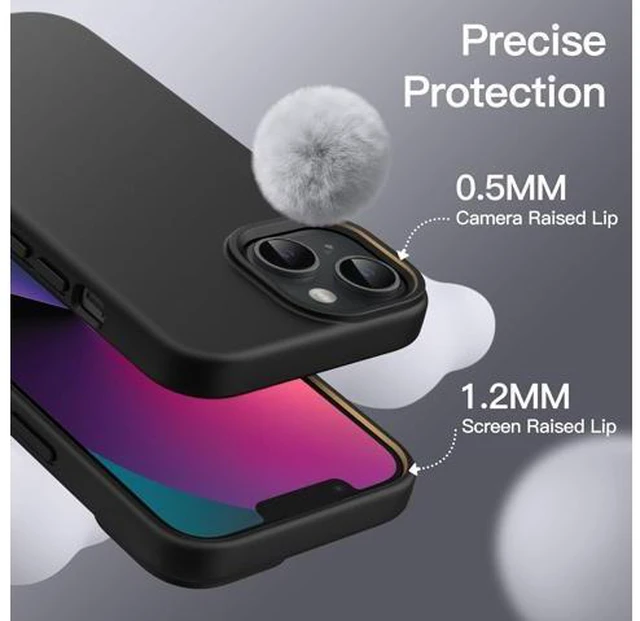 Alt view image 5 of 6 - Silicone Case for iPhone 13 6.1-Inch Silky-Soft Touch Full-Body Protective Phone Case Shockproof Cover with Microfiber Lining (Black)