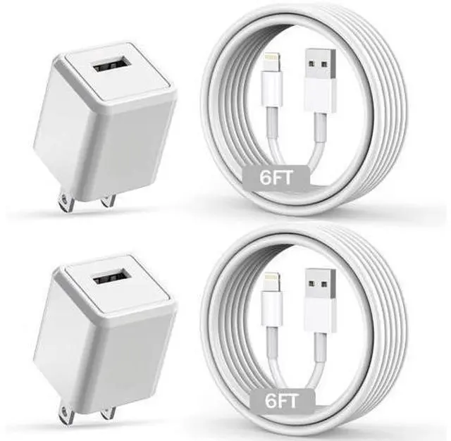 Main image of iPhone Charger Long 6FT iPhone Charger 2Pack iPhone Cord 6feet USB to Lightning Cable Quick Fast Charging Data Sync Cord USB Wall Charger Block Adapter for iPhone 14/13/12/11/XS/XR/X/8/7/5/SE2022/iPad