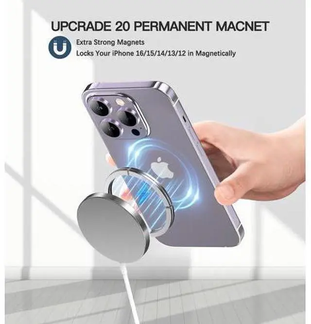 Alt view image 4 of 7 - Magnetic Wireless Charger 15W Fast Mag Safe Charger for Cell Phone 16 Pro Max/16 Pro/16 Plus/16/15/14/13/12 Series 2 Pack Charging Pad for AirPods 3/2/Pro 2/Pro Mag-Safe Original Replacement