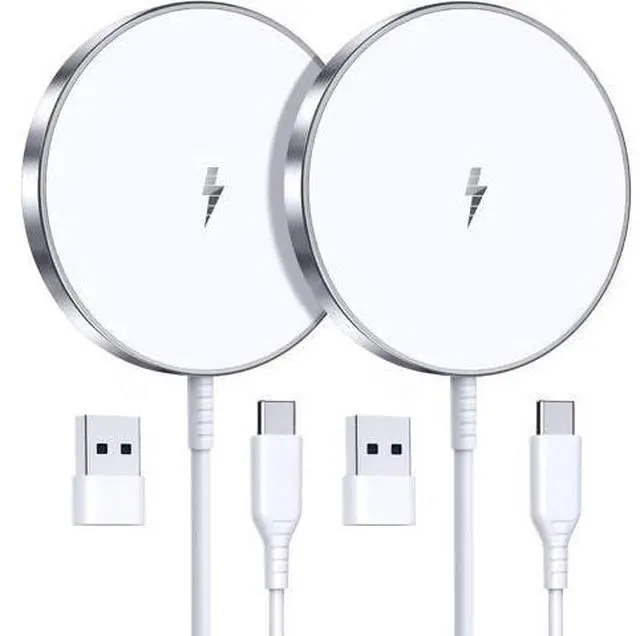 Main image of Magnetic Wireless Charger 15W Fast Mag Safe Charger for Cell Phone 16 Pro Max/16 Pro/16 Plus/16/15/14/13/12 Series 2 Pack Charging Pad for AirPods 3/2/Pro 2/Pro Mag-Safe Original Replacement