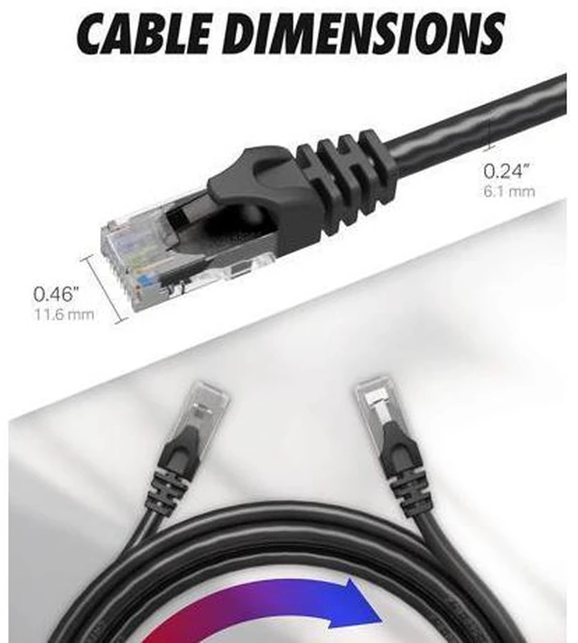 Alt view image 3 of 7 - Cat6 Ethernet Cable - 6 ft 10-Pack (1.8m) Cat 6 RJ45, LAN, Utp, Network, Patch, Internet Cable - 6 feet