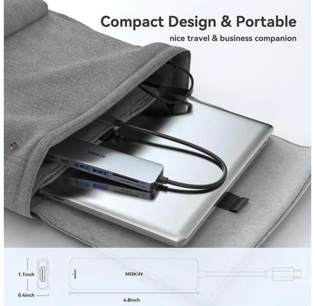 Alt view image 7 of 7 - MOKiN USB C Hub HDMI Adapter for MacBook Pro/Air, 7 in 1 USB C Dongle with HDMI, SD/TF Card Reader, USB C Data Port,100W PD, and 2 USB 3.0 Compatible for MacBook Pro/Air, XPS, Lenovo Thinkpad.