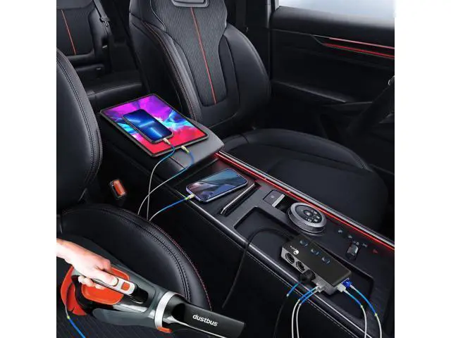 Alt view image 4 of 7 - Quick Charge 3.0 Cigarette Lighter Splitter, Qidoe 3 Socket 180W Cigarette Lighter Adapter with 4 USB Fast Charging, DC 12V/24V Cigarette Outlet LED Voltmeter Independent Button for All Car Devices