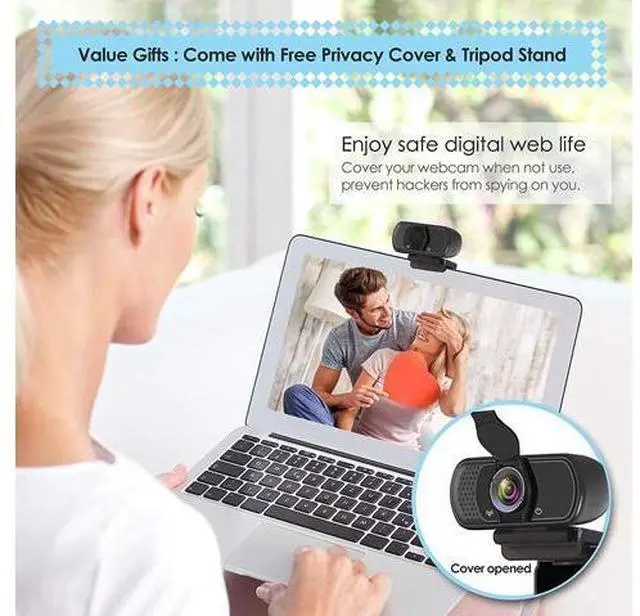 Alt view image 5 of 7 - ToLuLu 1080P Webcam with Microphone, HD Webcam Web Camera with Tripod Stand, Widescreen USB Computer Camera, Streaming Mic Webcam for Online Calling/Conferencing, Zoom/Facetime/YouTube Laptop Desktop